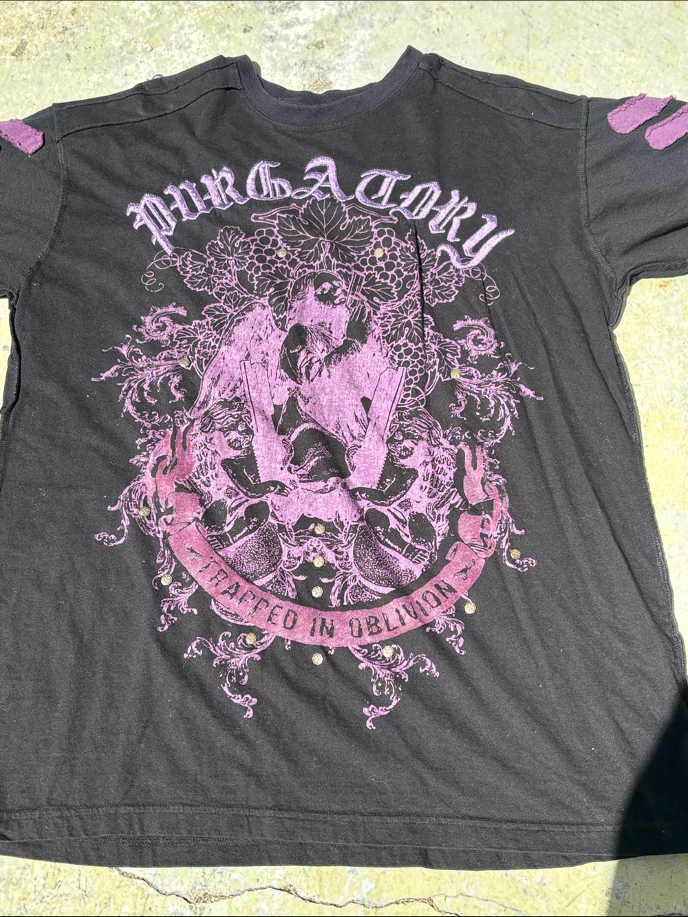 Blac Label Y2K Grunge Purgatory embellished & studded T-Shirt , L , $33